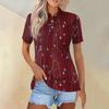 Женская модная повседневная рубашка с короткими рукавами и принтом с лацканами, женские топы на пуговицах