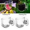 1pc Glass/Acrylic Fish Tank Feeding Cup with Suction Cup - Dual Compartment for Live Worms & Planting