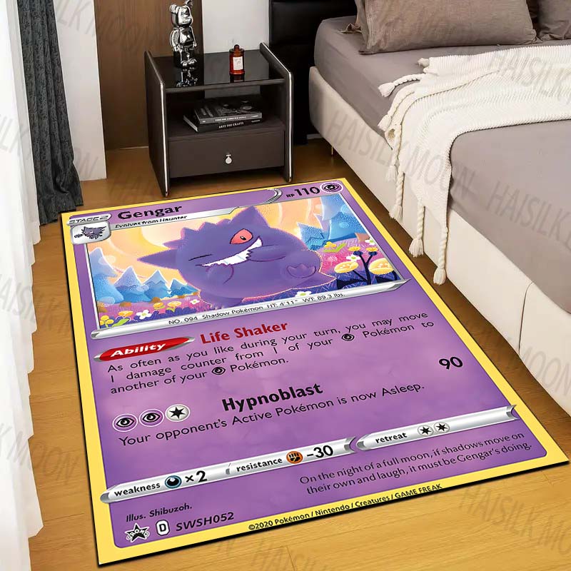 1 шт. Ковер с принтом карточек покемона Генга для гостиной, коврик для детской спальни, коврик для дивана, придверный коврик, напольный ковер, домашний декор, противоскользящий коврик