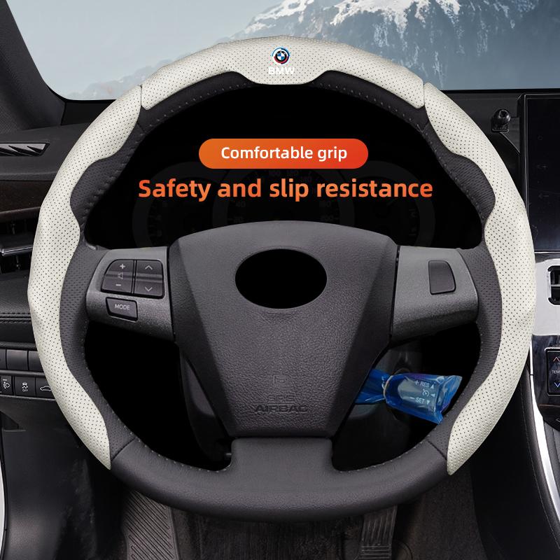 LLIT4 BMW Car Steering Wheel Cover Leather Anti Slip Car Accessories For Performance F30 F40 F10 E90 F20 E46 E60 E70 E39 E36 E87 X7 X3