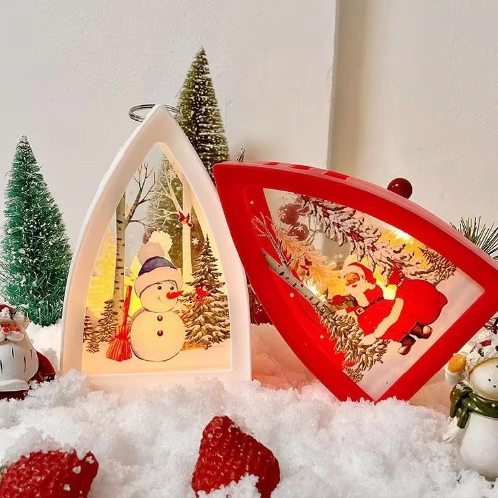Christmas Lantern Old Man Snowman Elk Retro Hanging Candle Holder Xmas Tree Decoration New Year 2024 Gift Home Decoration