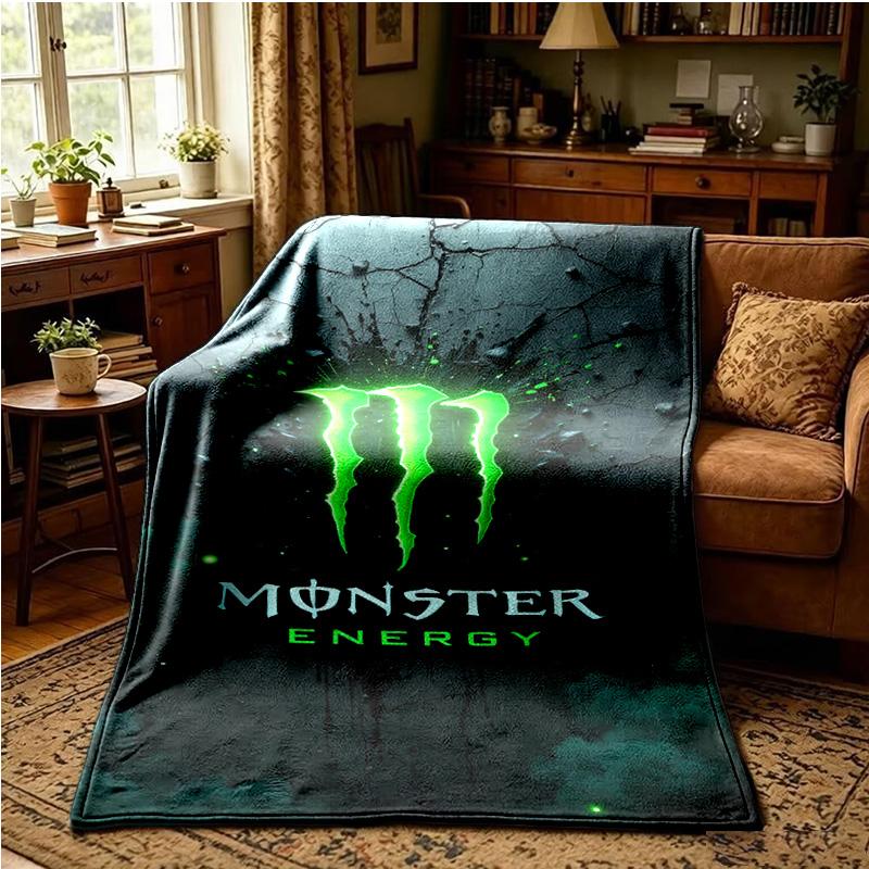 Monster Drink Throws Blanket Flannel Blankets Plush for Couch Bed Gifts for Men Women Travel picnic blanket Christmas fan gifts
