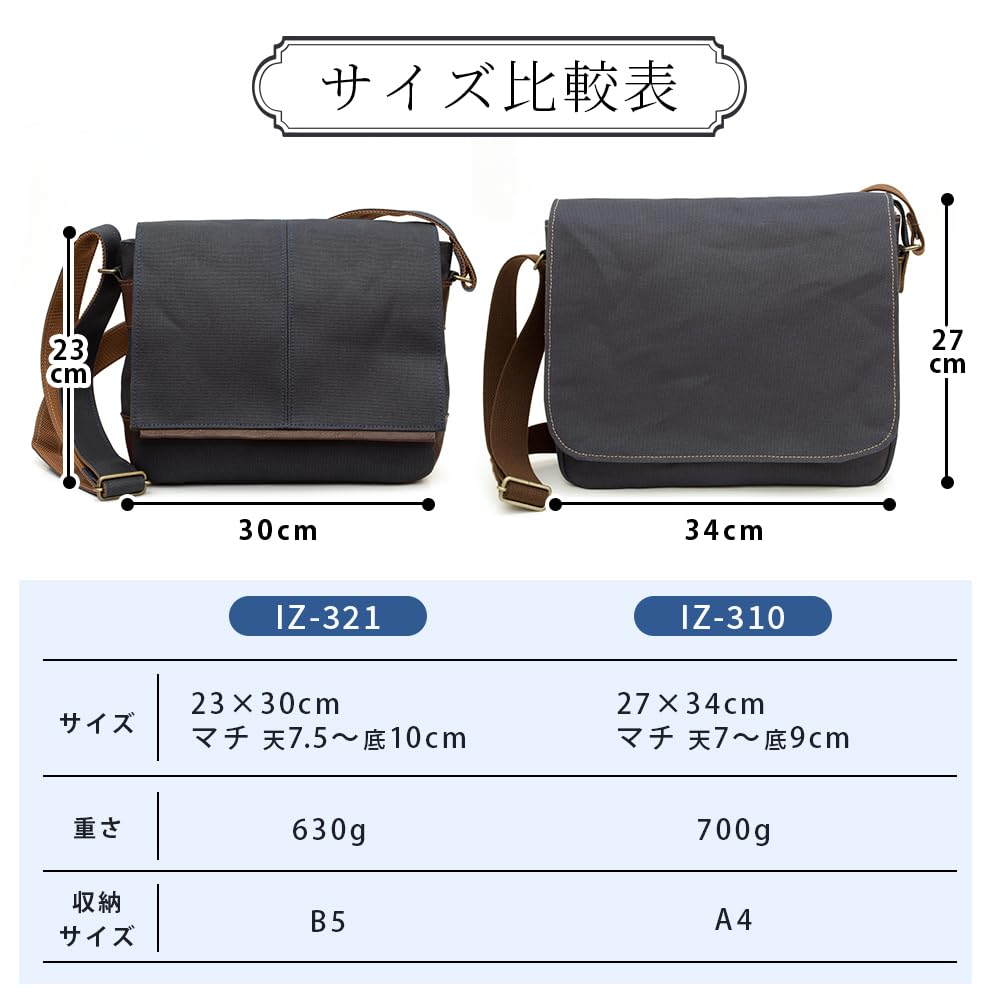 Creare Kiki Сумка через плечо для мужчин и женщин, Легкая, Кроссбоди, Сделано в Японии, Холст и кожа, окрашенные танином хурмы индиго, Средний клапан