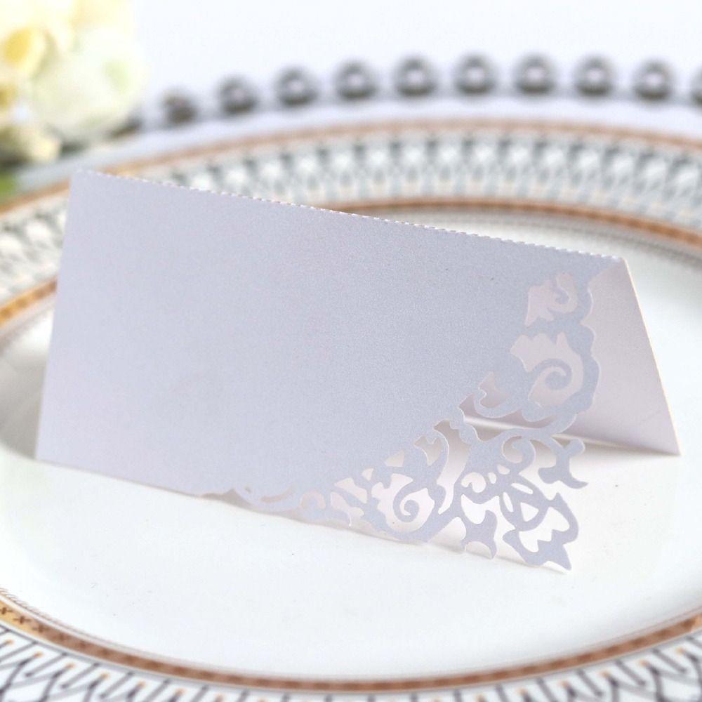 10 шт. Свадебные настольные карточки с лазерной резкой, пустые бумажные карточки с номером и именем, складные, элегантные карточки с номером места, для банкетных столов