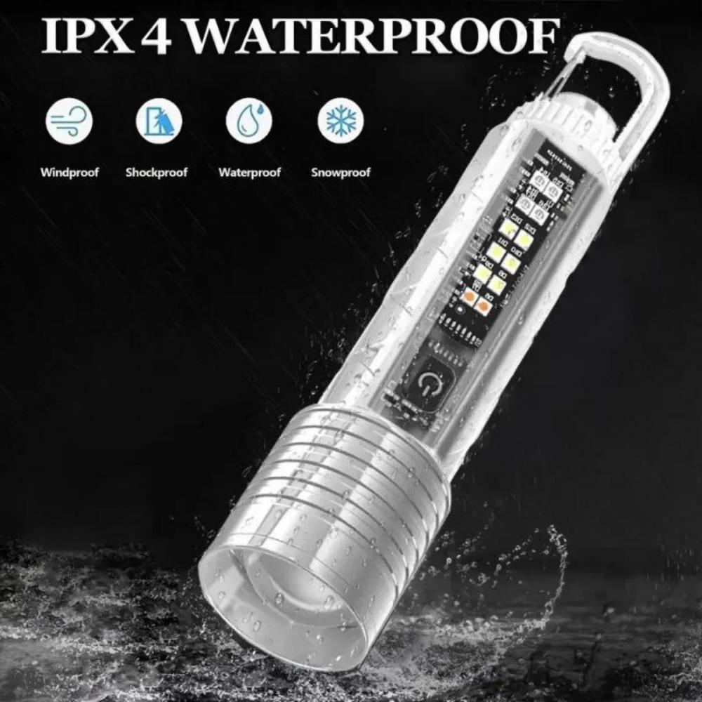 Portable Super Bright Zoom LED Keychain Flashlight Built-in 18650 Battery Type-C Rechargeable Torch Outdoor Camping Lamp
