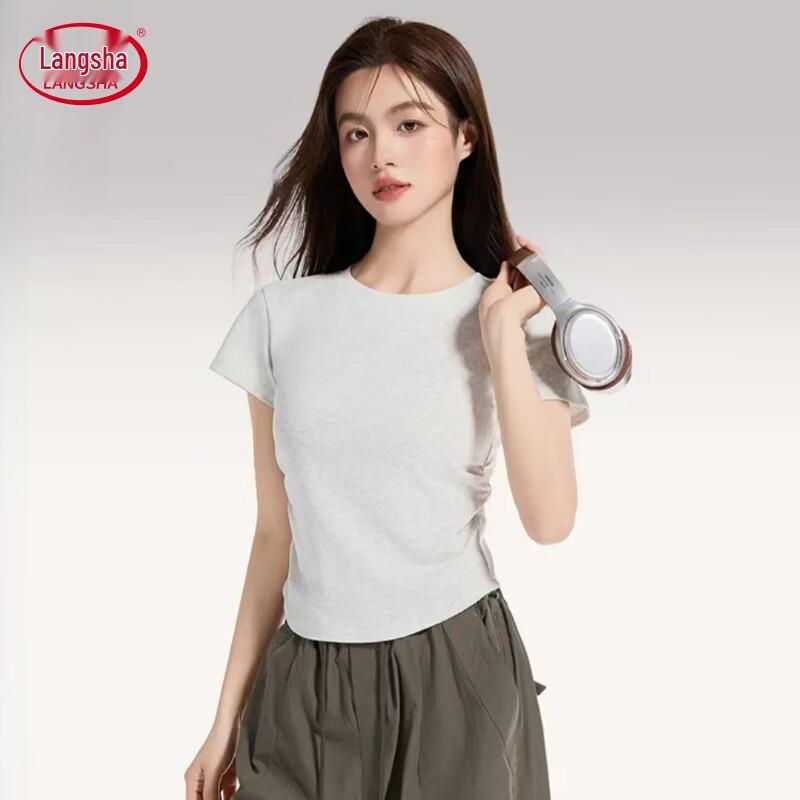 Женская приталенная футболка Langsha с круглым вырезом и коротким рукавом