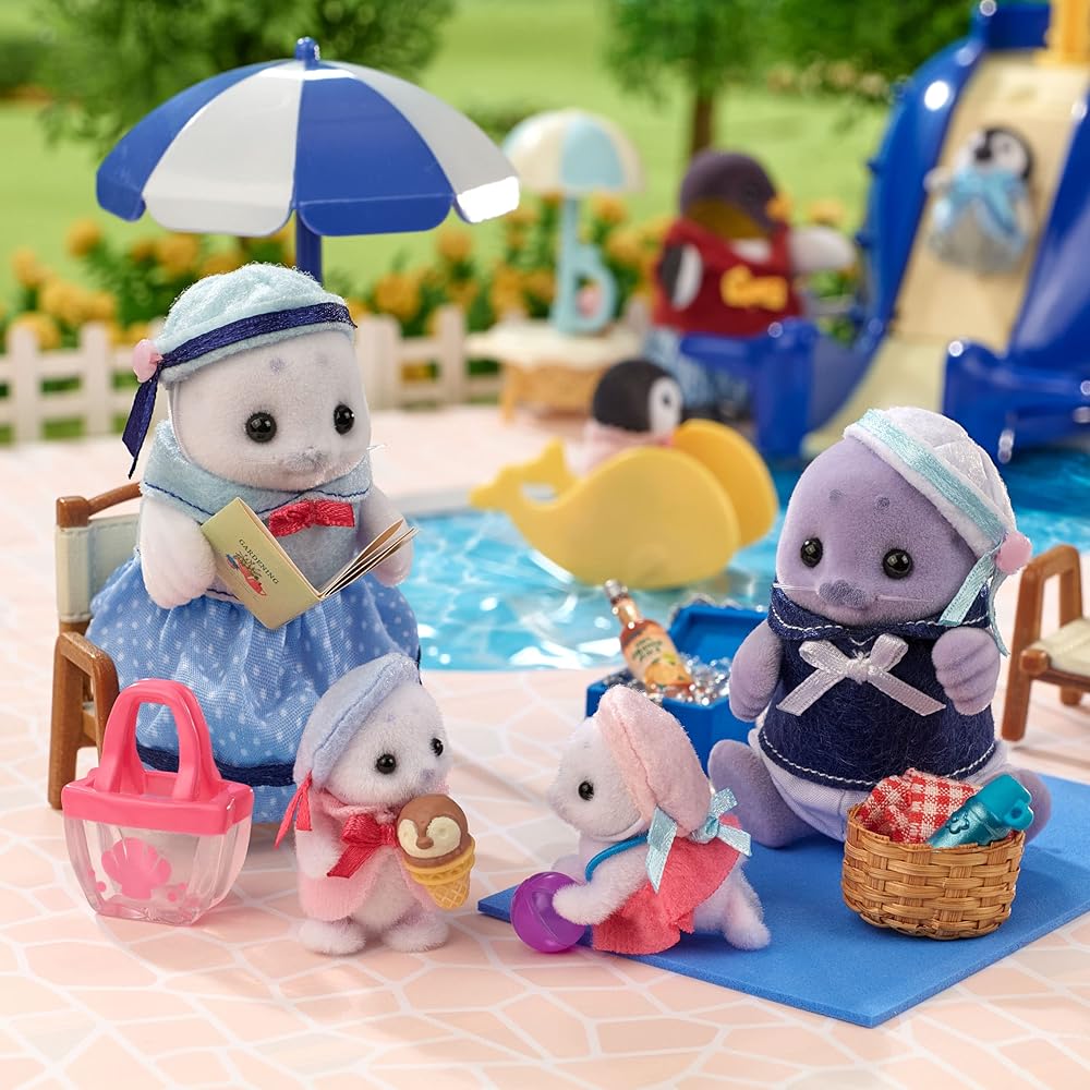 EPOCH Sylvanian Families Seal Family Doll Set 3 Years and Up Toy for Dollhouse