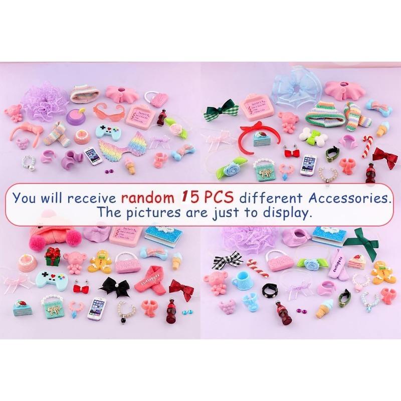 15/20/25pcs Pet Shop Lovely Accessories,Clothes Hat Bear Food Collar Necklace Bow Hat for Collectible,Compatible with Lps Toys