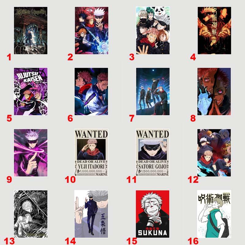 Белые бумажные постеры Jujutsu Kaisen, японские классические аниме-принты, украшение для дома, настенные наклейки, декор для гостиной, бара
