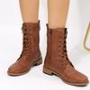 Large Size Women's Boots for Autumn Winter New Flat Bottomed Low Heel Mid Length Simple Comfortable Daily Casual Boots