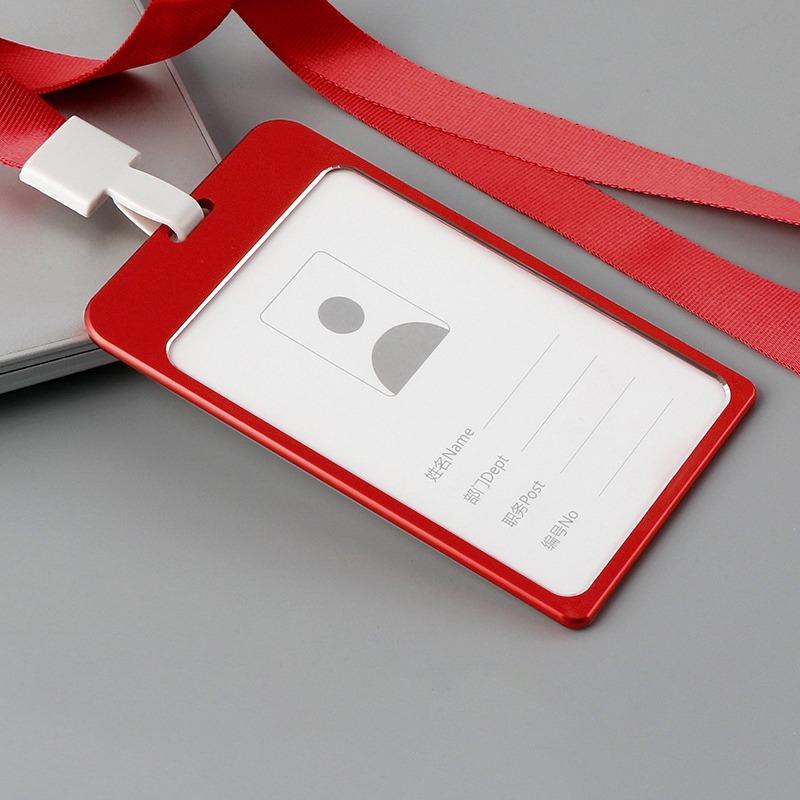 ID Card Holder With Lanyard Staff Aluminum Alloy Metal Work Name Card Badge Neck Straps For Business Meeting Visiting
