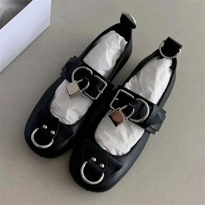 2025 Новые женские балетки Металлическая пряжка Декор Лоферы для ходьбы Женские Мэри Джейн Дизайнерский замок Эспадрильи Уличная плоская обувь