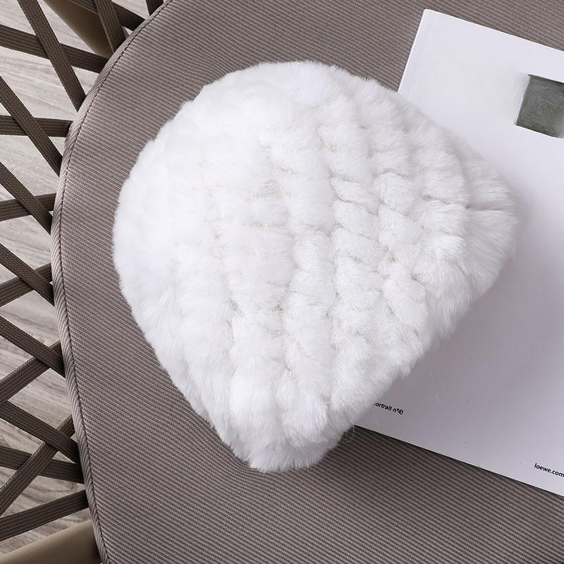 Шарф-шапка из шерсти кролика Рекс, комплект из двух предметов, зимняя женская шапка среднего и пожилого возраста, плетеная эластичная теплая утолщенная шапка из шерсти кролика Рекс