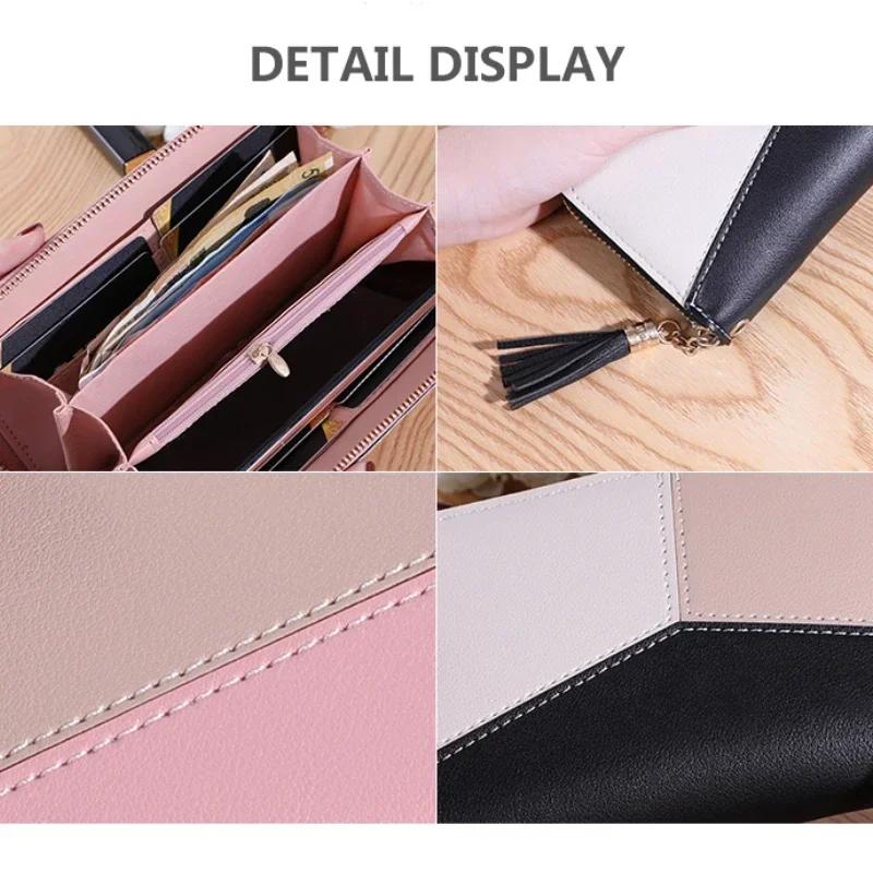 Fashion Zipper Long Wallets Womens Long Coin Money Purses Handbags Coin Purse Cards Holder PU Leather Wallet