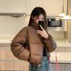 Kendou Американская пуховая хлопковая стеганая куртка женская зимняя с воротником-стойкой свободная иностранный стиль теплая куртка-хлеб короткая хлопковая стеганая куртка толстая