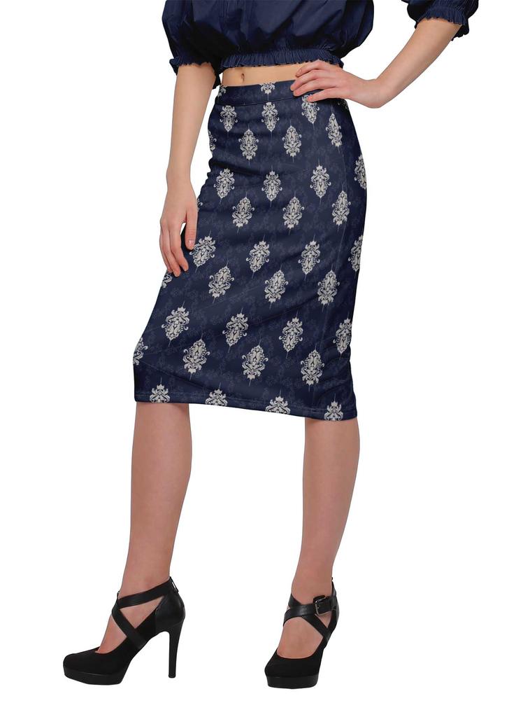 Moomaya Poly Spandex Skirt Printed Pencil Skirt Plus Size Summer Wear