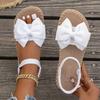 Women's Stylish Pink Bowknot Flat Sandals - Lightweight, Casual Summer Shoes with Elastic Band, Slip-On Design, and Comfortable Rubber Sole
