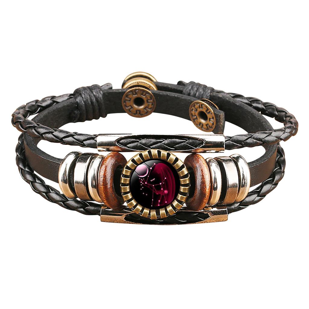  Браслет со знаками, 1 шт., очаровательный кожаный плетеный браслет из веревки, женский мужской плетеный браслет из веревки, браслет-цепочка в стиле панк, модные ювелирные аксессуары