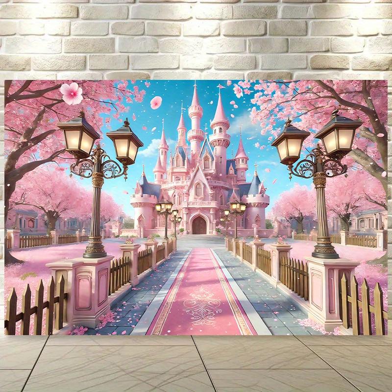 1PC, charming pink cherry blossom castle decoration, suitable for living rooms, bedrooms, offices, and outdoor decoration
