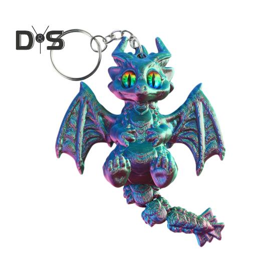 Брелок с крыльями дракона, напечатанный на 3D-принтере, с движущимся хвостом, сумки, багаж, школьные ранцы, интерьеры автомобилей