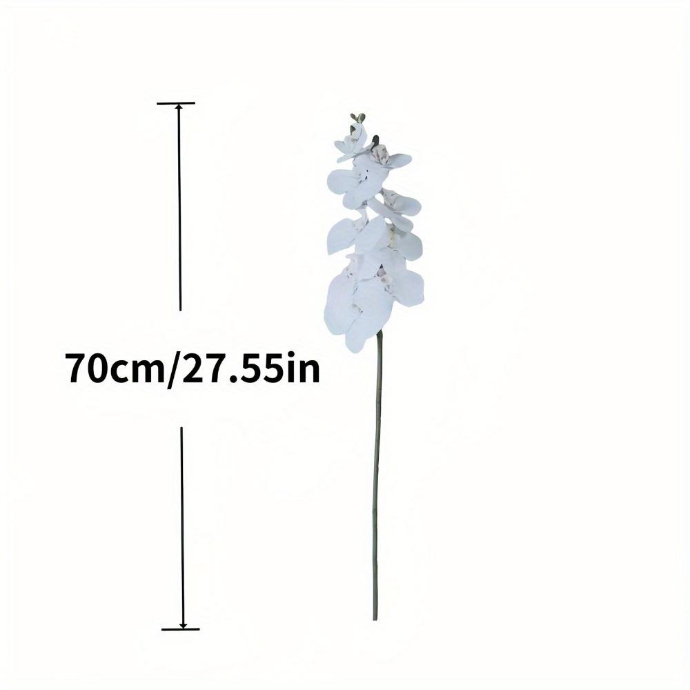 1 Elegant Artificial Orchid Marble Vase with Long Stems, White Orchids, Lush Green Leaves, Realistic Low Maintenance Home Decoration for Christmas