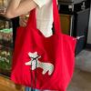 Wind Lazy Red, Large Capacity Shoulder Bag Seaside Vacation Lightweight Canvas Bag Bag Girl