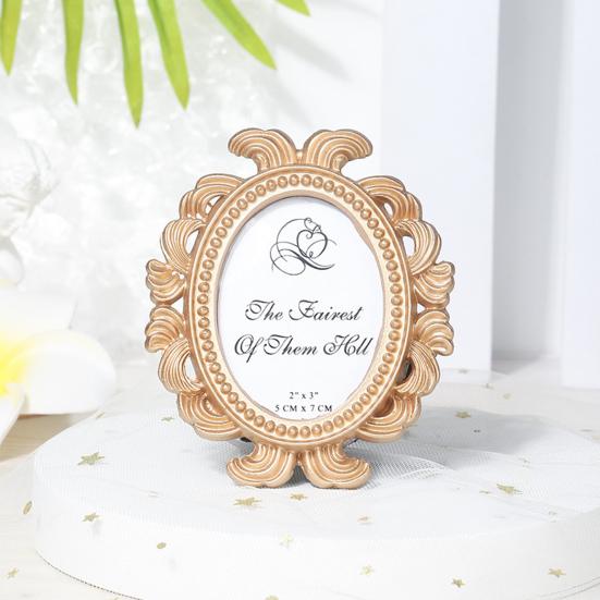 4Pcs Vintage Baroque Oval Photo Frame Mini Resin Picture Display