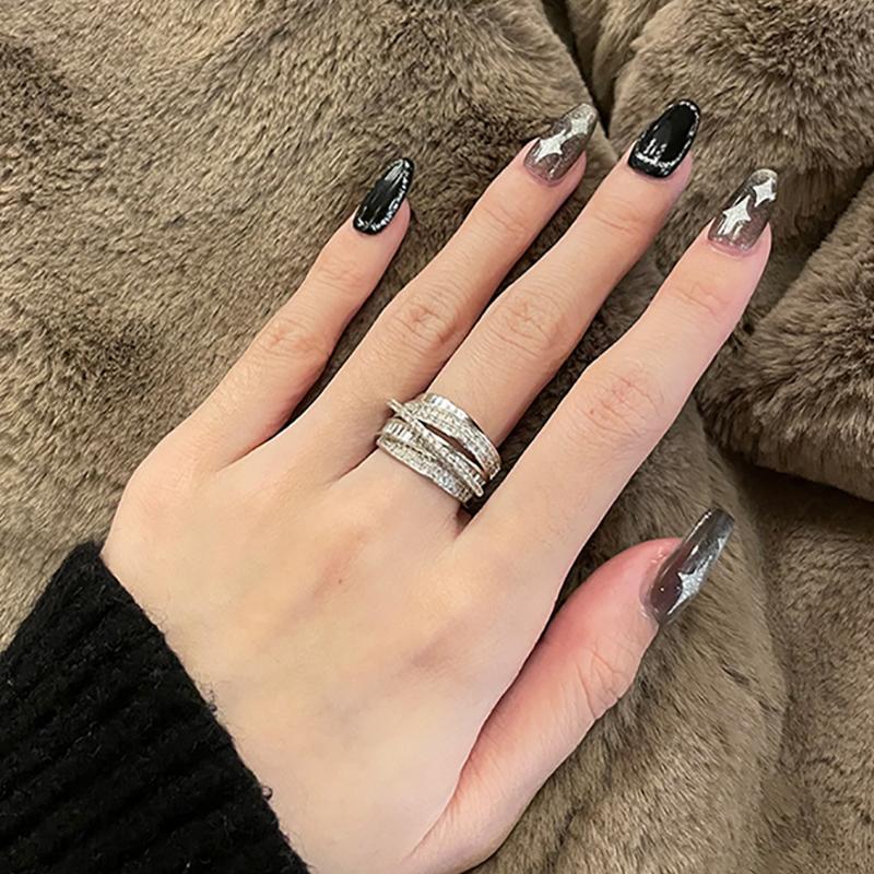 foxanry Сверкающее кольцо с цирконом для женщин и девочек, винтажные индивидуальные линии, перекрещенные юбилейные вечерние ювелирные аксессуары, подарки