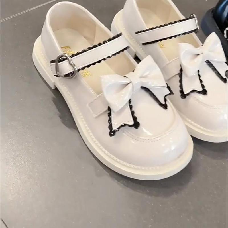 Весенне-осенний новый корейский стиль в британском стиле для маленькой девочки, черные мягкие удобные кожаные туфли с мягким концом