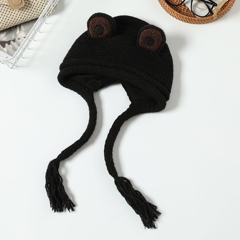 Шапка женская осенне-зимняя симпатичная пуловерная шапка-ушанка интернет знаменитость мультфильм наушники лягушка вязаная шерсть волосы с шапкой прилив