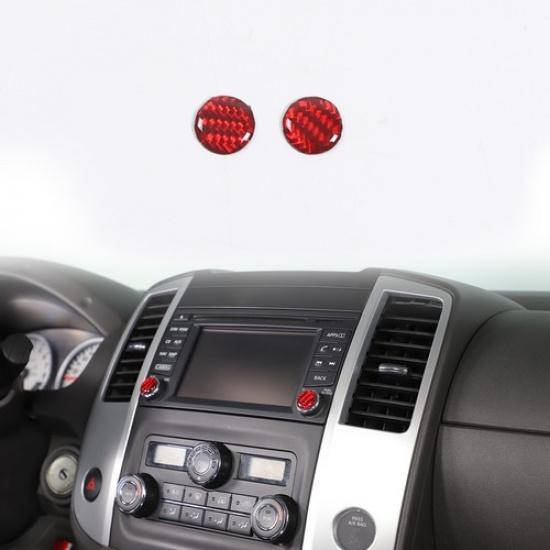 Red Carbon Fiber Volume Adjustment Knob Trim Sticker For Nissan Frontier 2009-17