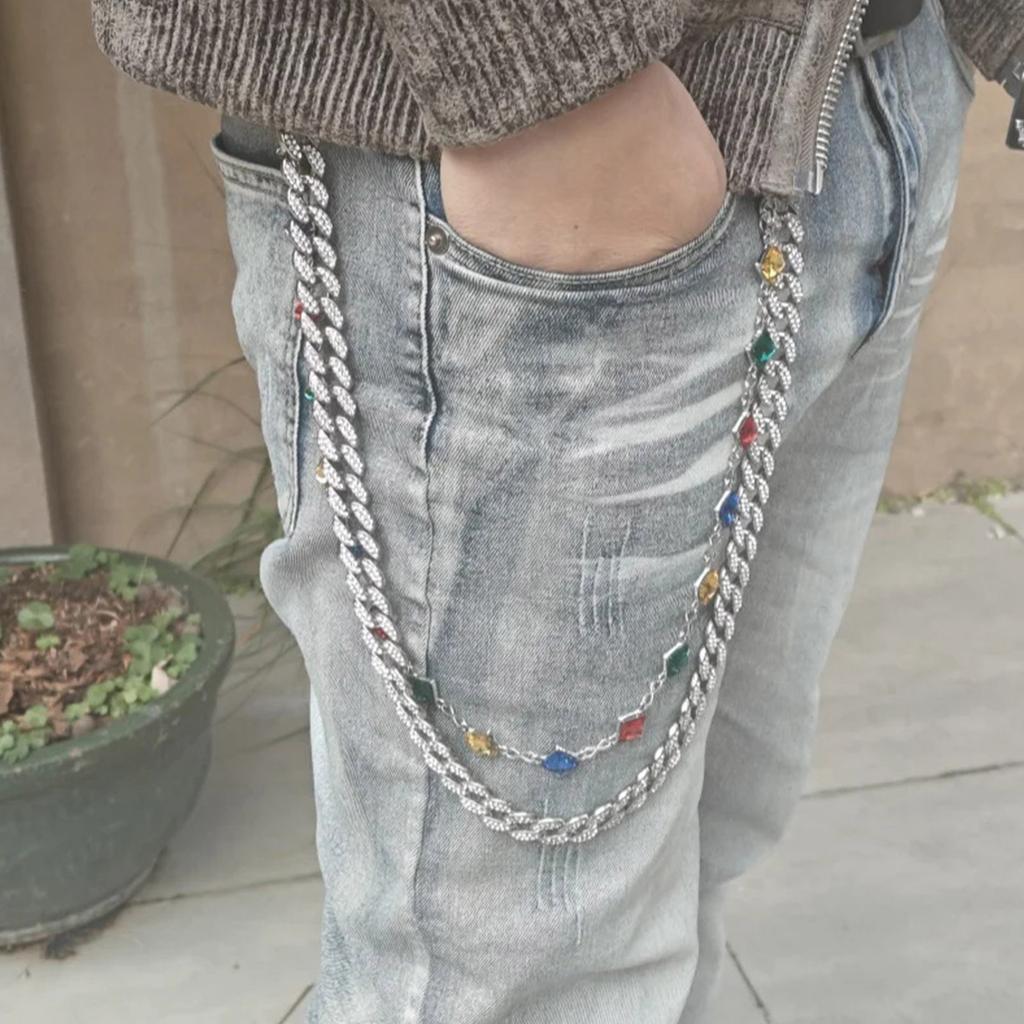 Регулируемая сплавная цепочка для брюк в стиле хип-хоп, подвесное украшение для джинсов, модный аксессуар для любителей уличной одежды