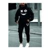 Черный мужской базовый эластичный спортивный костюм с капюшоном и принтом зверя, черный мужской комплект из хлопка с принтом