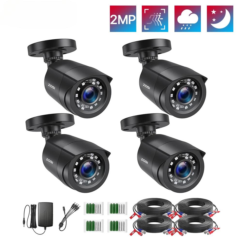 1080P 4 Pack HD TVI Security Cameras Outdoor Indoor Weatherproof Bullet Surveillance Camera for Analog CCTV DVR System EU PLUG