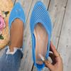 Women Pointed Toe Flat Shoes Solid Color Knitted Slip On Shoes Casual Breathable Ballet Flats Women Mesh Flat Shoes Loafers
