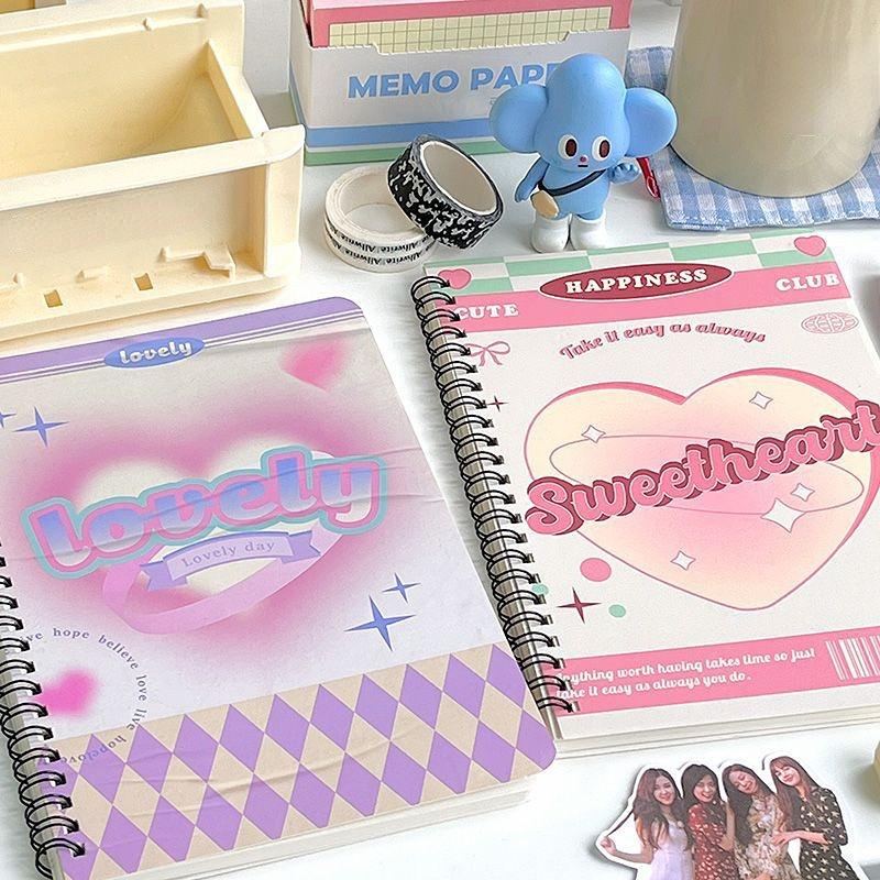 Vintage Notebook Cute Cartoon Cat Puppy Coil Notepad Kawaii Student Scrapbook A5 Horizontal Line Big Journal Back To School