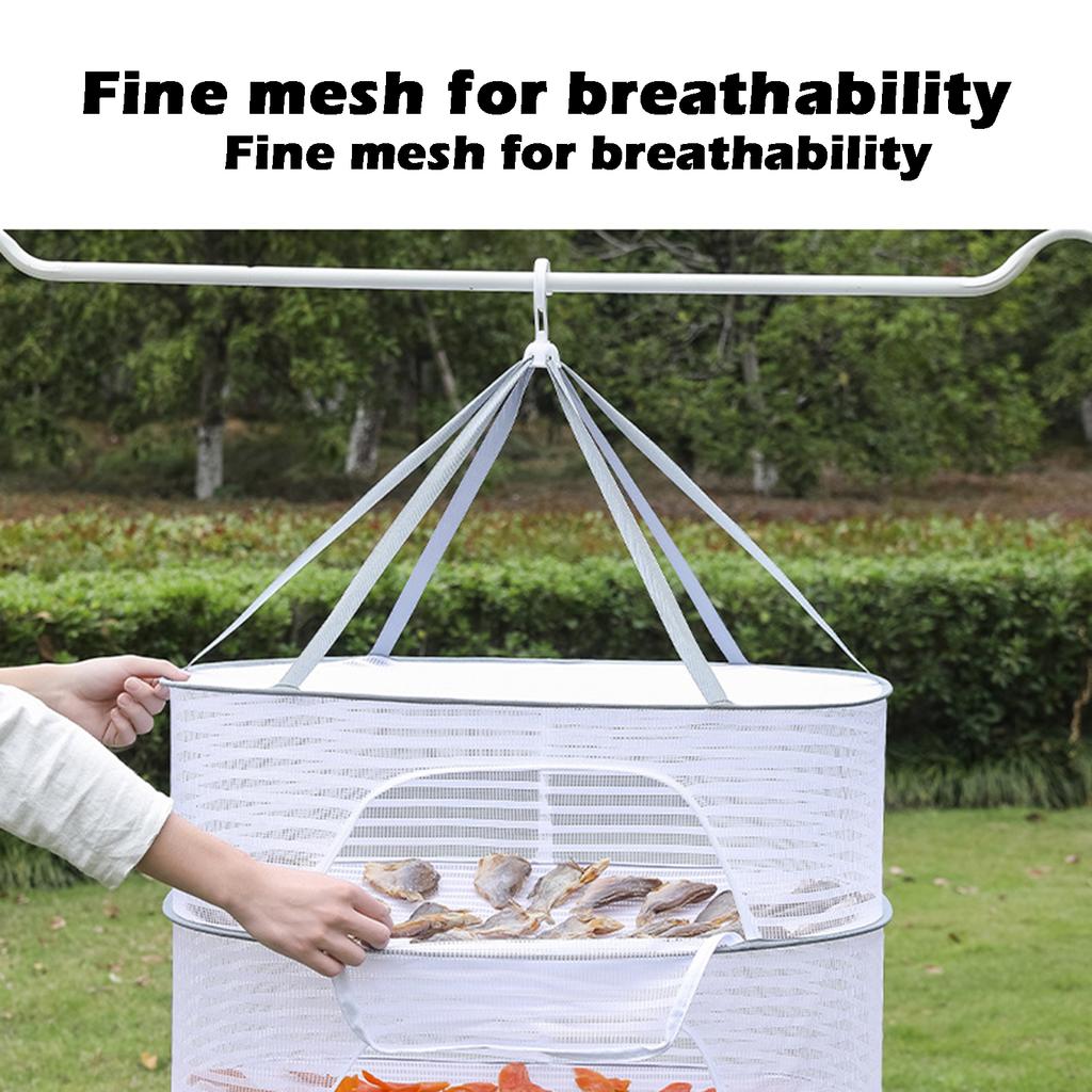 Складная сетчатая корзина для сушки 1-3 слоя, ветрозащитная молния, сушилка для рыбы и фруктов, большая емкость, держатель для сушки для помещений и улицы