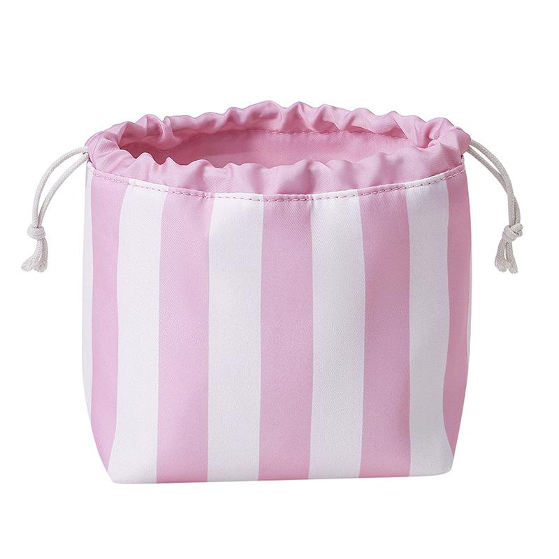 Large Capacity Cute Makeup Bag with Drawstring - Large Striped travel toiletry bag Cosmetic Wash Storage Bag for Women