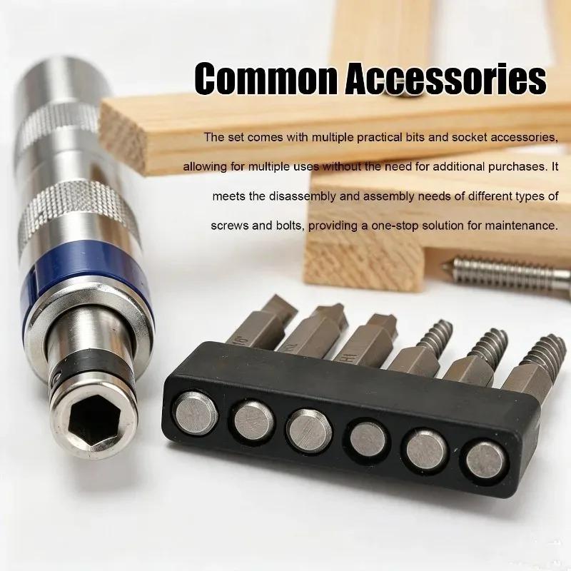7pcs Multisize Impact Screwdriver Set Car Carpentry Repair Screwdriver Bit with Anti-slip Handle Rusted Bolts Disassembly Tools