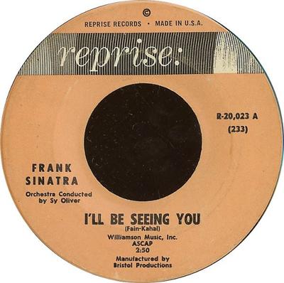 7-дюймовая пластинка Фрэнк Синатра - I'll Be Seeing You R20023 Reprise Records 1961 США Поп Б/у