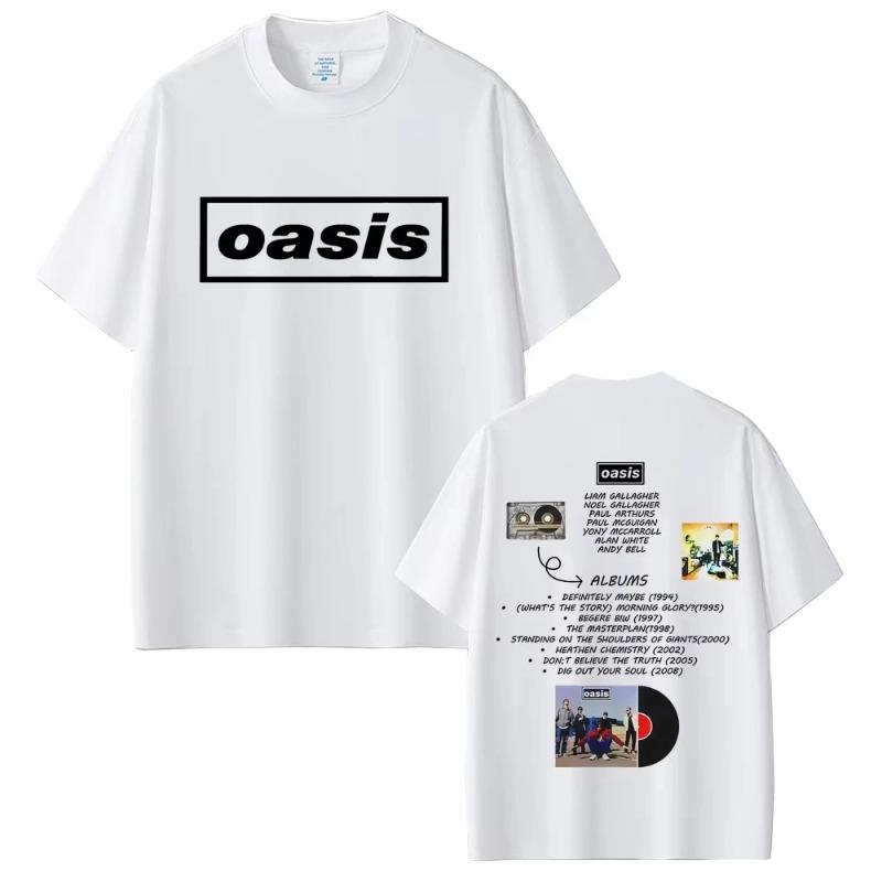 Футболка O-Oasis Футболки британской рок-группы Мужская Женская Повседневная Футболка оверсайз Мужские Высококачественные Хлопковые Футболки с коротким рукавом