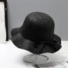 Autumn and winter wavy edge bow strap woolen hat basin hat retro casual versatile temperament top hat woman
