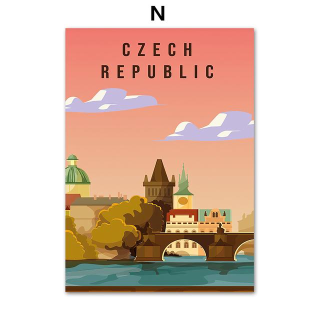 Германия Исландия Франция Япония город настенная живопись холст живопись мультфильм путешествия плакат и принт настенные панно для декора гостиной