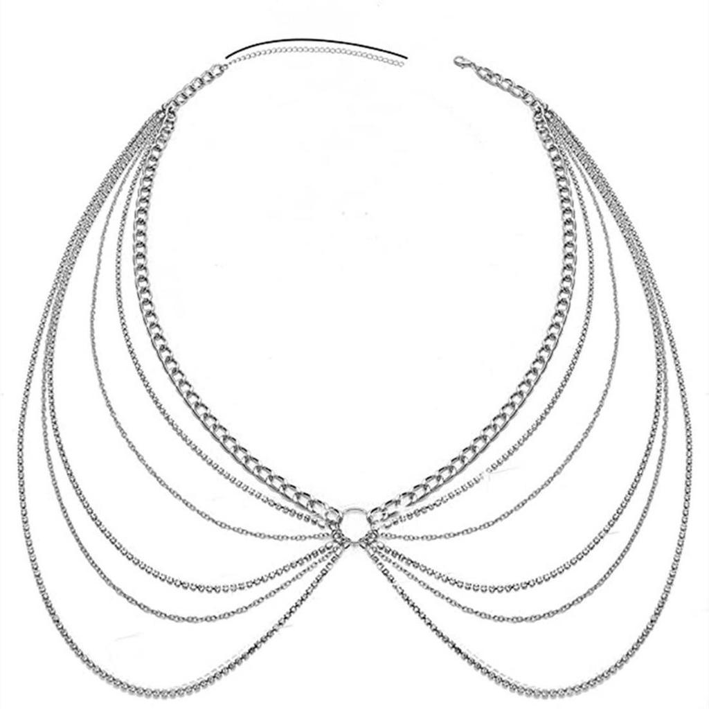 Rhinestone Waist Chain Layered Bikini Body Chain Beach Vacation Women Fashion Jewelry Accessories Gift Box Chic Styles