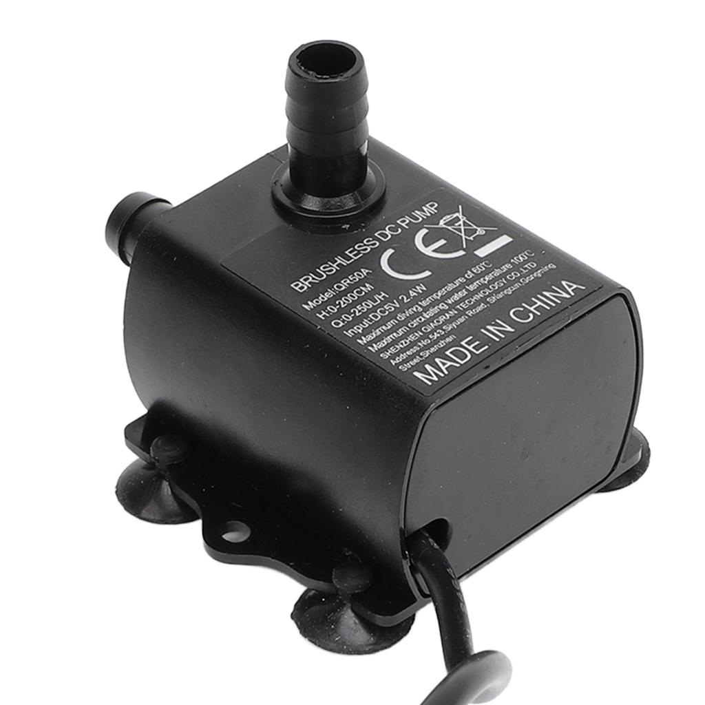 Small Submersible Water Pump 0?200cm Lift 0?250LPH IP68 Rating DC5V 2.4W USB Water Pump with LED