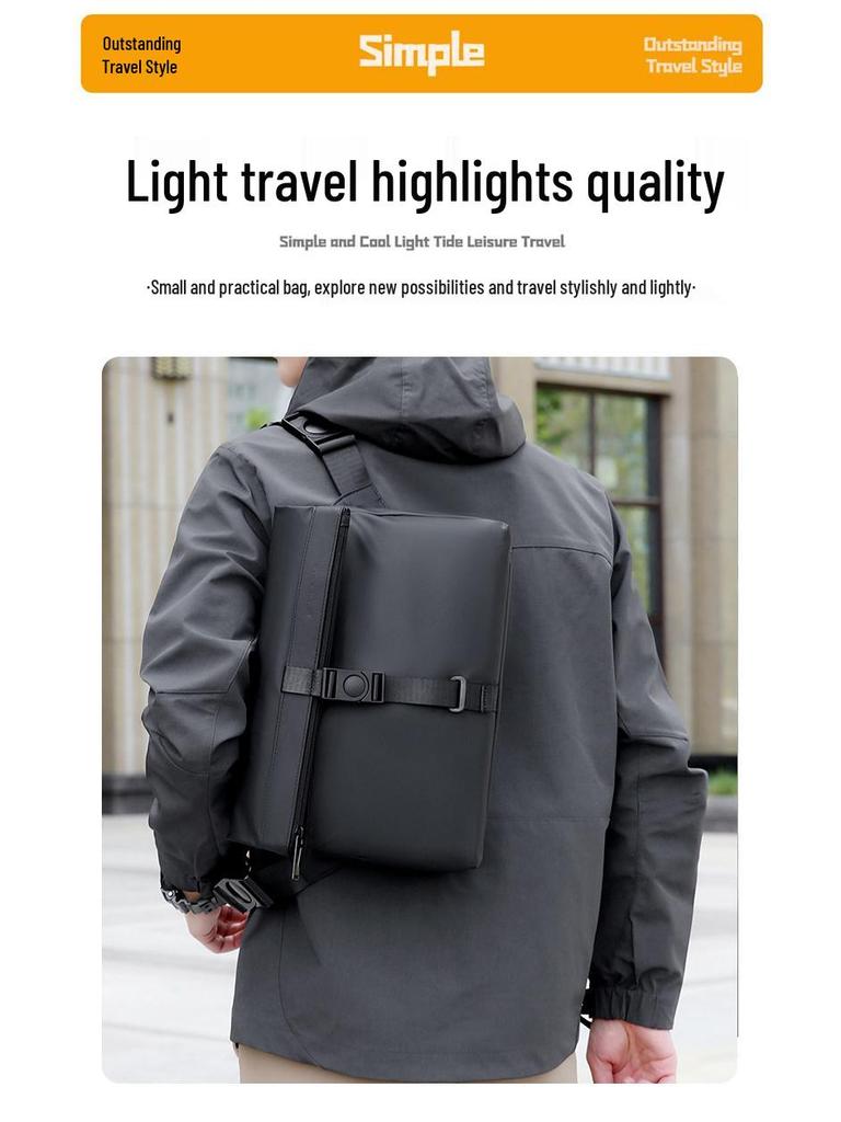 Мужской кожаный минималистичный скандинавский портфель кроссбоди – модная сумка через плечо для деловых поездок