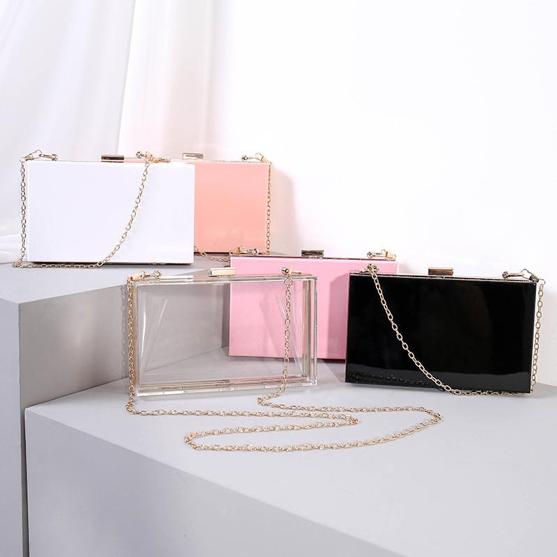 Transparent Acrylic Box Handbag With Lock Closure And Inner Phone Compartment For Casual Outings