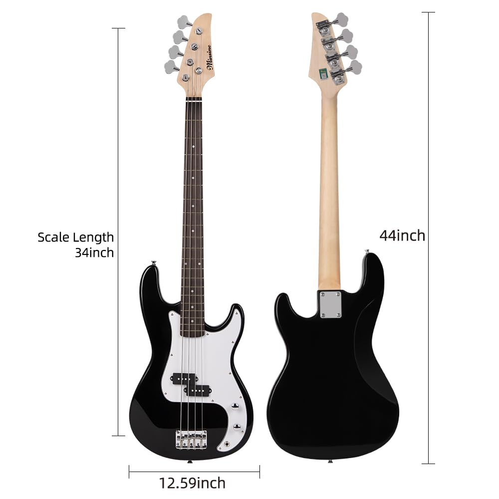 Набор электробас-гитары Bullfighter с принадлежностями, 4-струнный электробас, набор для начинающих, вводное выступление, рок-инструмент, набор бас-гитары, (FD-блк)