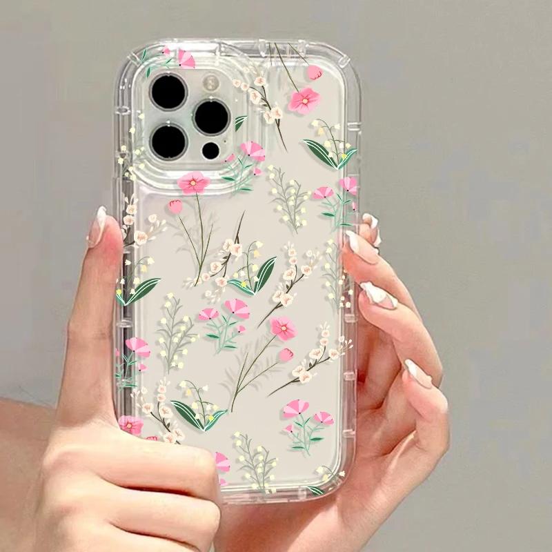 Модные цветочные прозрачные чехлы для телефона для lPhone 15 iPhone 17 Air 16e 16 Pro Max 14 13 11 12 XR XXs Max Capa Мягкая силиконовая крышка