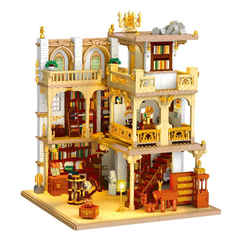 3028PCS Book House Building Blocks European Style City Street View MOC Bricks Model Set With Light Kids DIY Toys Holiday Gifts